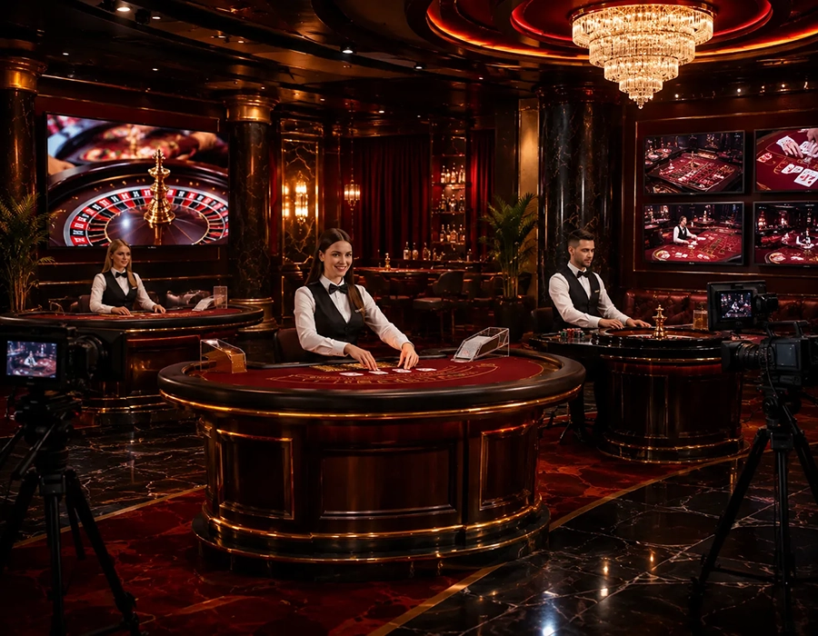 Mafiacasino live casino studio with professional dealers and HD streams