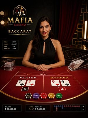 Live Baccarat table at Mafiacasino Canada